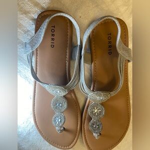 Torrid Silver Stone Embellished Sandals